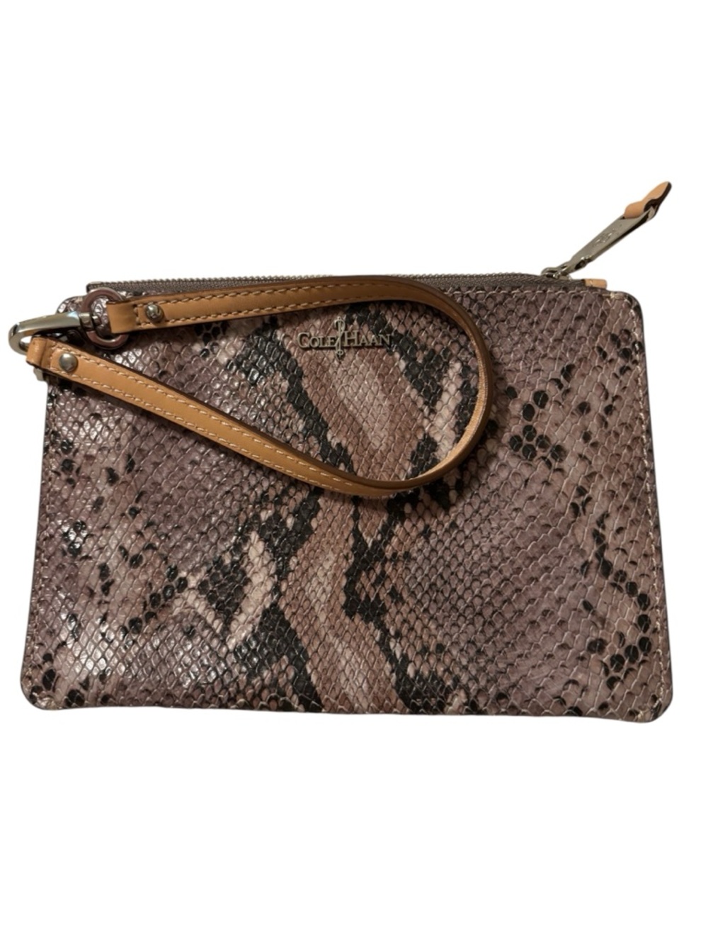 Cole Haan snake print leather wristlet - Like New